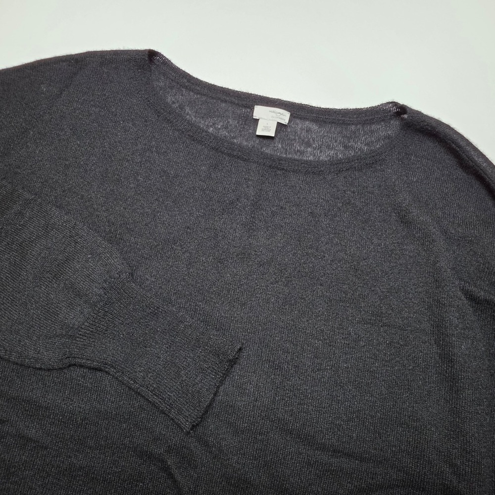 Halogen Womens Sweater Large Black 100 Cashmere Boat Neck Tunic Pullover